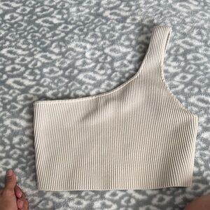 Aritzia sculpt knit one shoulder cropped tank